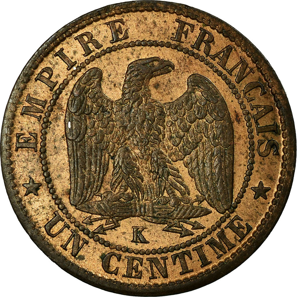 Coin, France, Napoleon III, Centime, 1855, Bordeaux, EF(40-45), KM 775.5