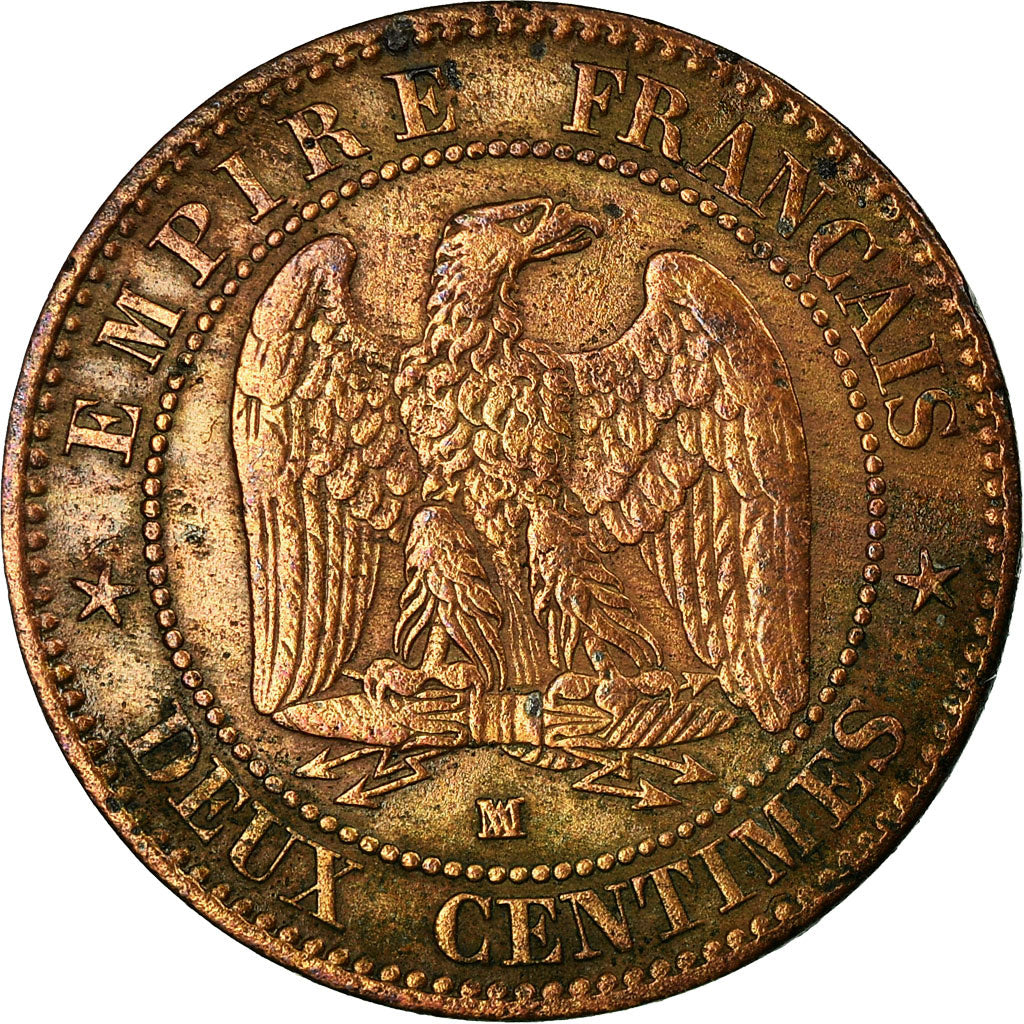 Moneta, Francja, Napoleon III, 2 Centimes, 1856, Marseille, VF(20-25)