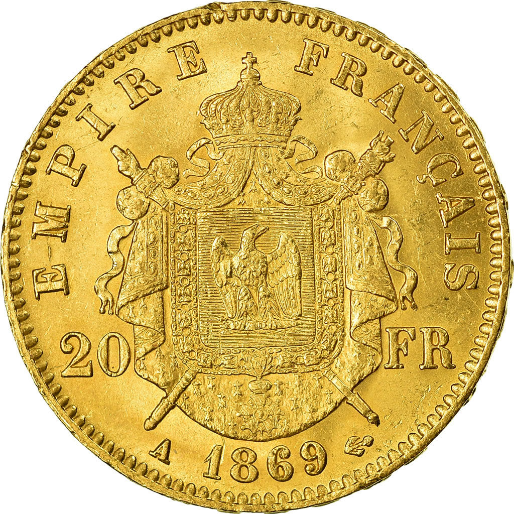 Moneta, Francja, Napoleon III, 20 Francs, 1869, Paris, AU(55-58)