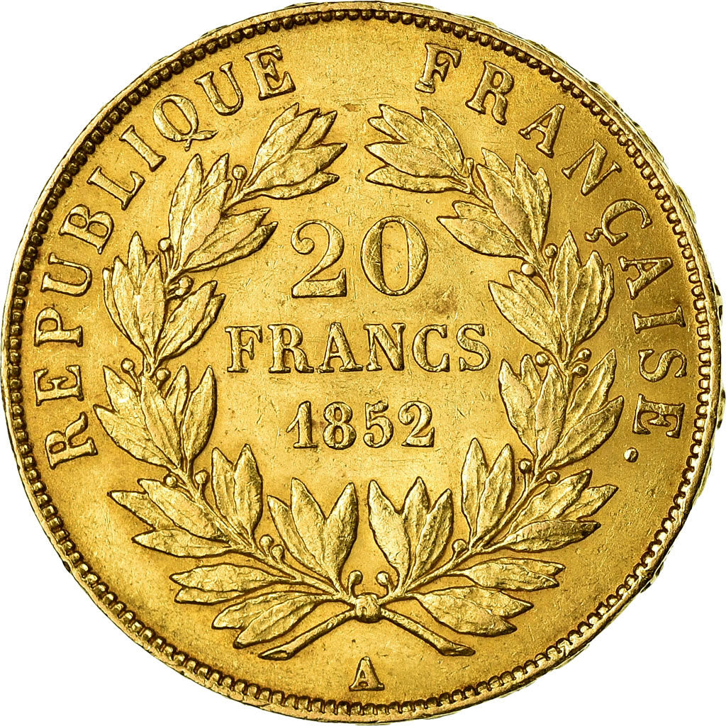 Moneta, Francia, Napoleon III, 20 Francs, 1852, Paris, BB+, Oro
