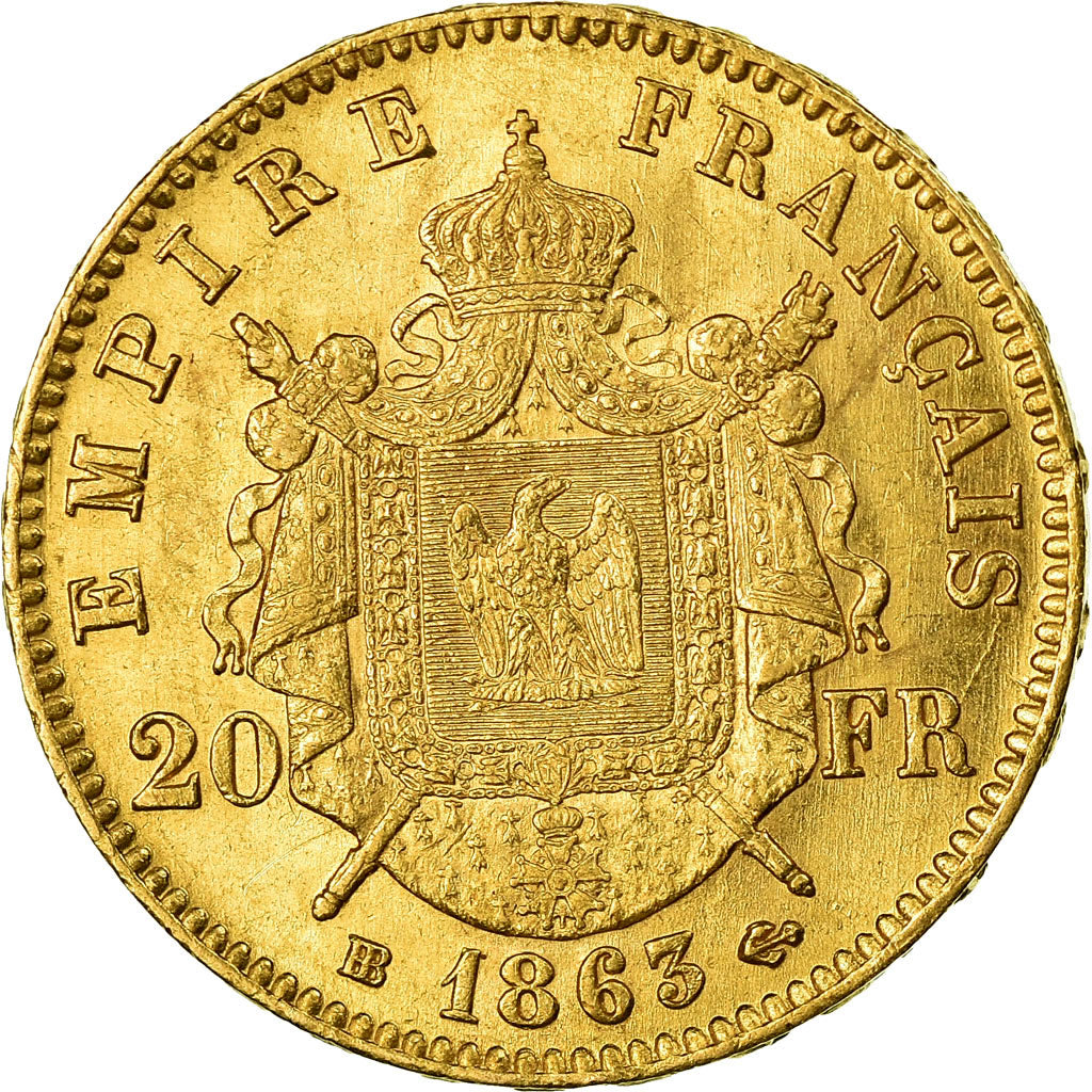 Monnaie, France, Napoleon III, 20 Francs, 1863, Strasbourg, Or, SUP, Gad 1062