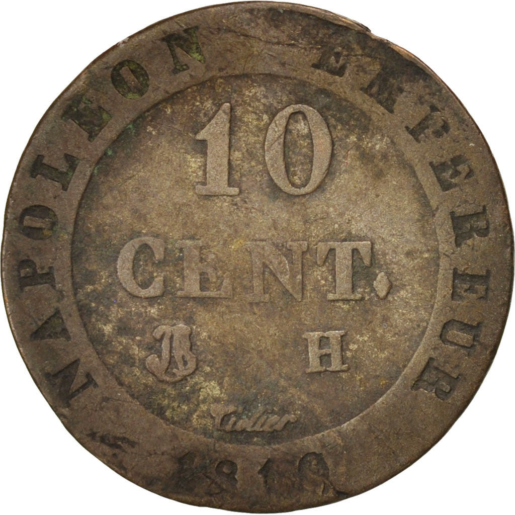 Francia, Napoléon I, 10 Centimes, 1810, La Rochelle, MB, Biglione, KM:676.4,...