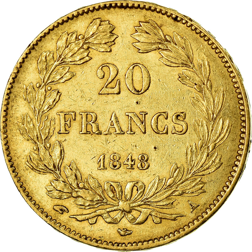 Moneta, Francia, Louis-Philippe, 20 Francs, 1848, Paris, BB+, Oro, KM:750.1