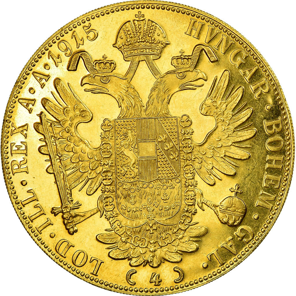 Monnaie, Autriche, Franz Joseph I, 4 Ducat, 1915, Refrappe, SUP, Or, KM:2276