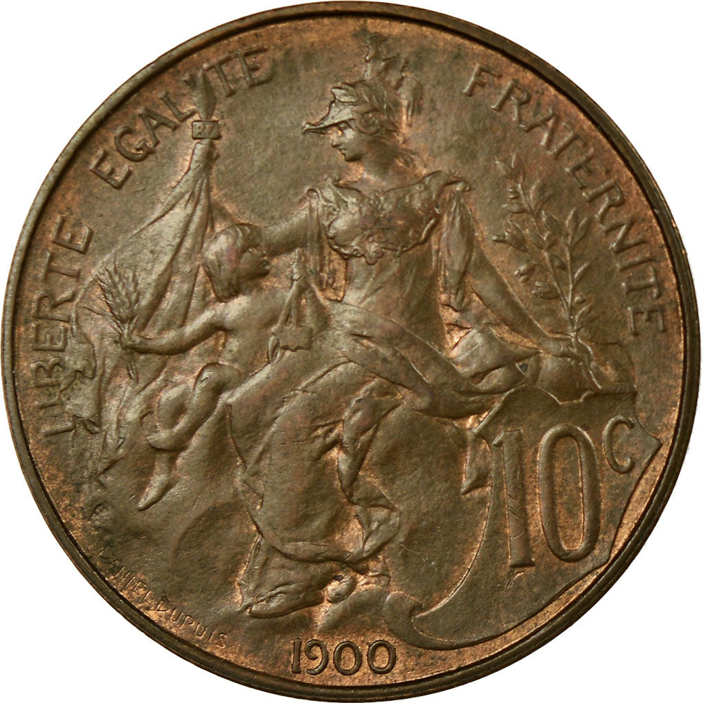 Moeda, França, Dupuis, 10 Centimes, 1900, Paris, MS(60-62), Bronze, KM:843