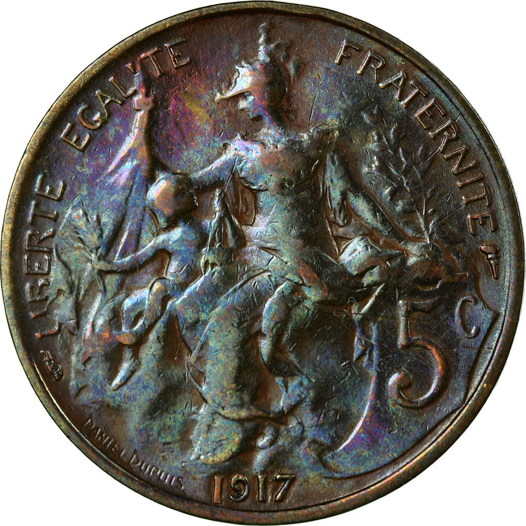 Coin, France, Dupuis, 5 Centimes, 1917, Paris, AU(50-53), Bronze, KM:842