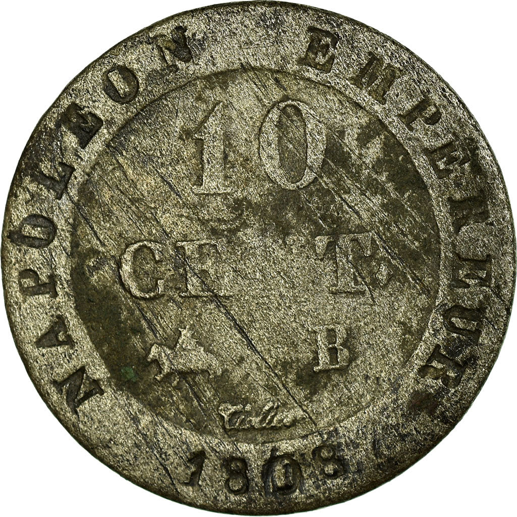 Coin, France, Napoléon I, 10 Centimes, 1808, Rouen, VF(20-25), Billon, KM 676.2