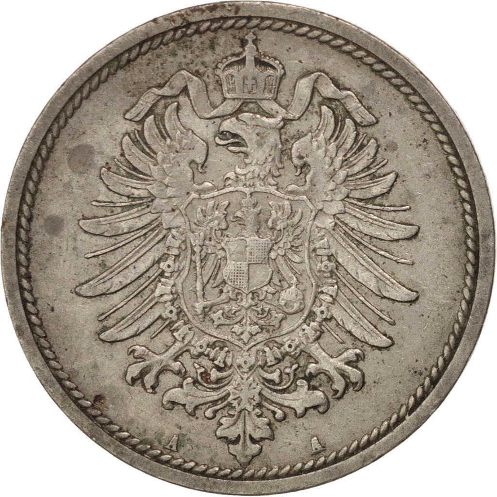 GERMANY - EMPIRE, 10 Pfennig, 1889, Berlin, KM #4, EF(40-45), Copper-Nickel,...