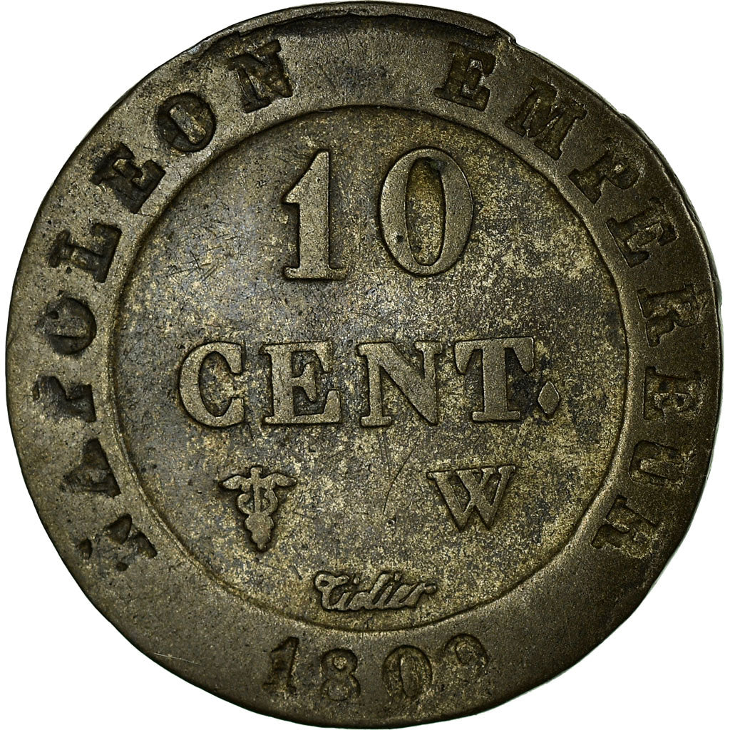 Coin, France, Napoléon I, 10 Centimes, 1809, Lille, VF(30-35), Billon, KM 676.9