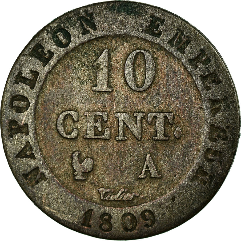 Moneta, Francia, Napoléon I, 10 Centimes, 1809, Paris, BB, Biglione, KM:676.1