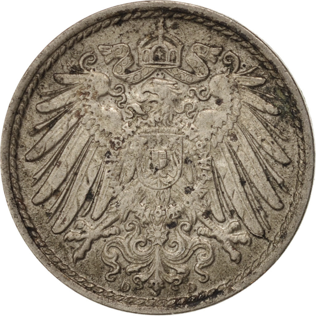 Coin, GERMANY - EMPIRE, Wilhelm II, 5 Pfennig, 1909, Munich, EF(40-45)