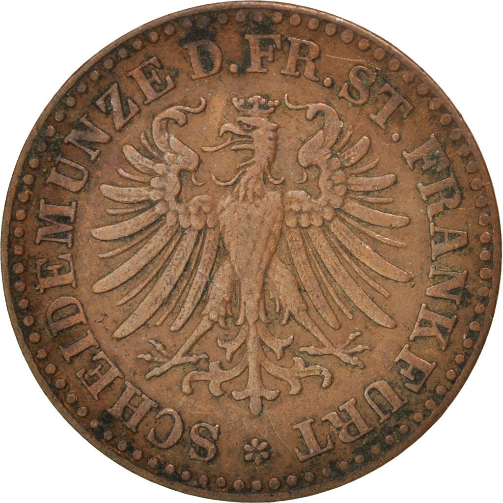 Coin, German States, FRANKFURT AM MAIN, Heller, 1865, Frankfurt, EF(40-45)