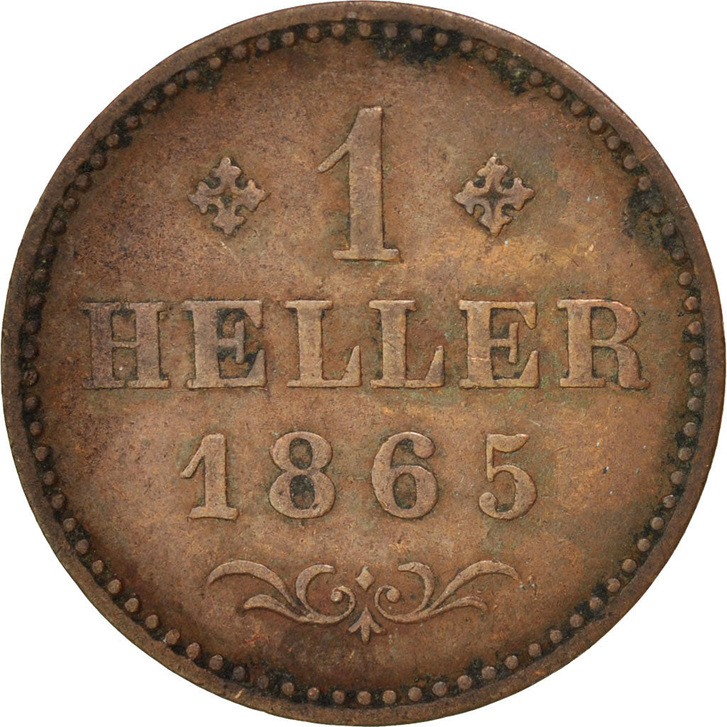 Coin, German States, FRANKFURT AM MAIN, Heller, 1865, Frankfurt, EF(40-45)