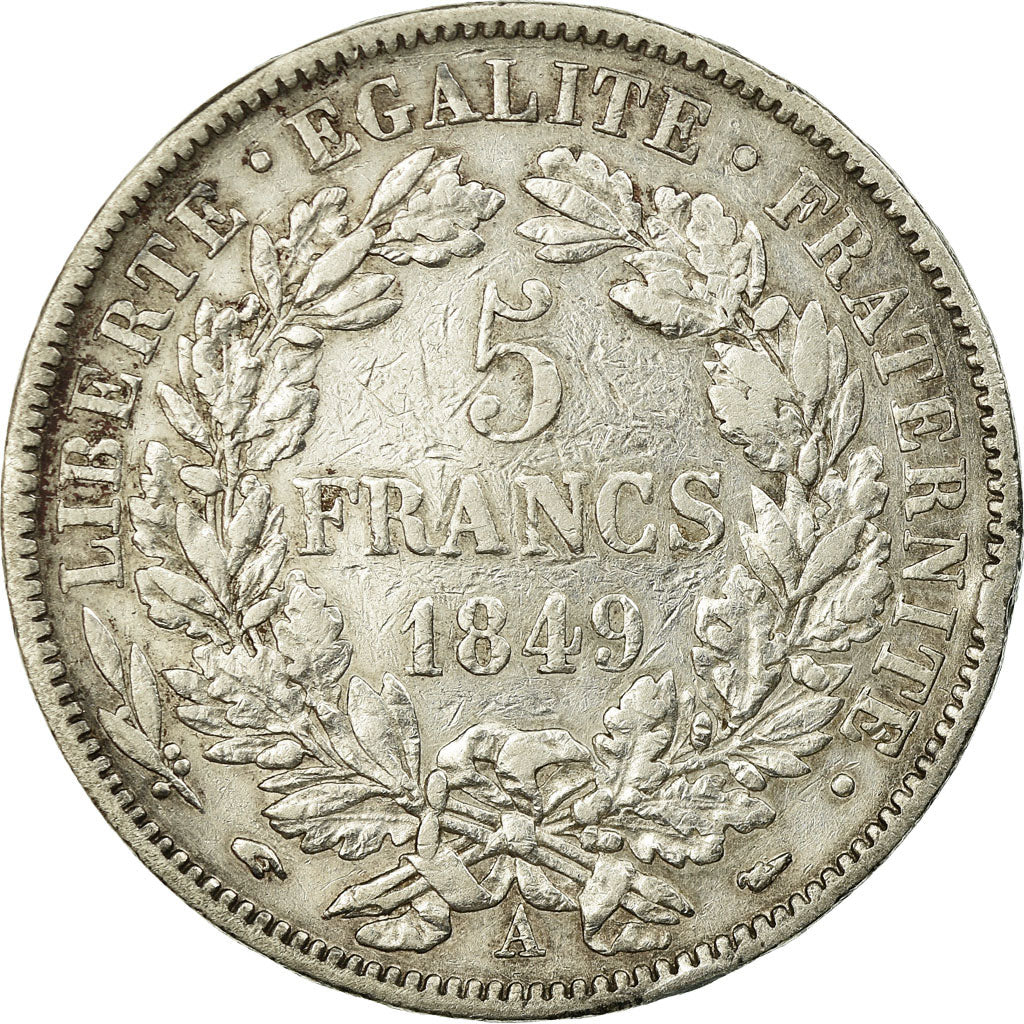 Coin, France, Cérès, 5 Francs, 1849, Paris, EF(40-45), Silver, KM:761.1