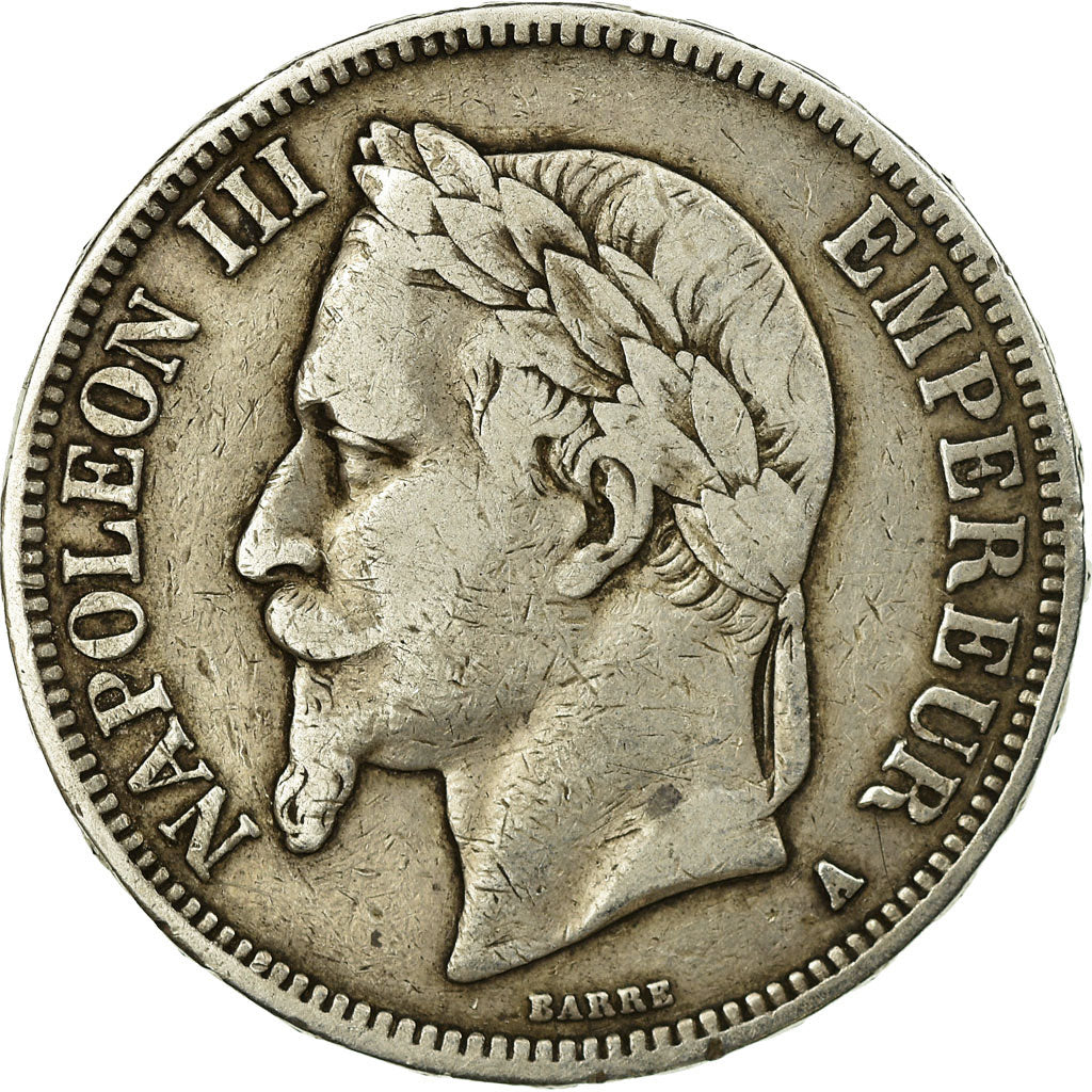Moneta, Francia, Napoleon III, 5 Francs, 1869, Paris, MB+, KM 799.1