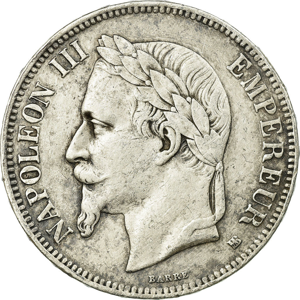 Moneta, Francja, Napoléon III,5 Francs,1869,Strasbourg,EF(40-45),Srebro,KM 799.2