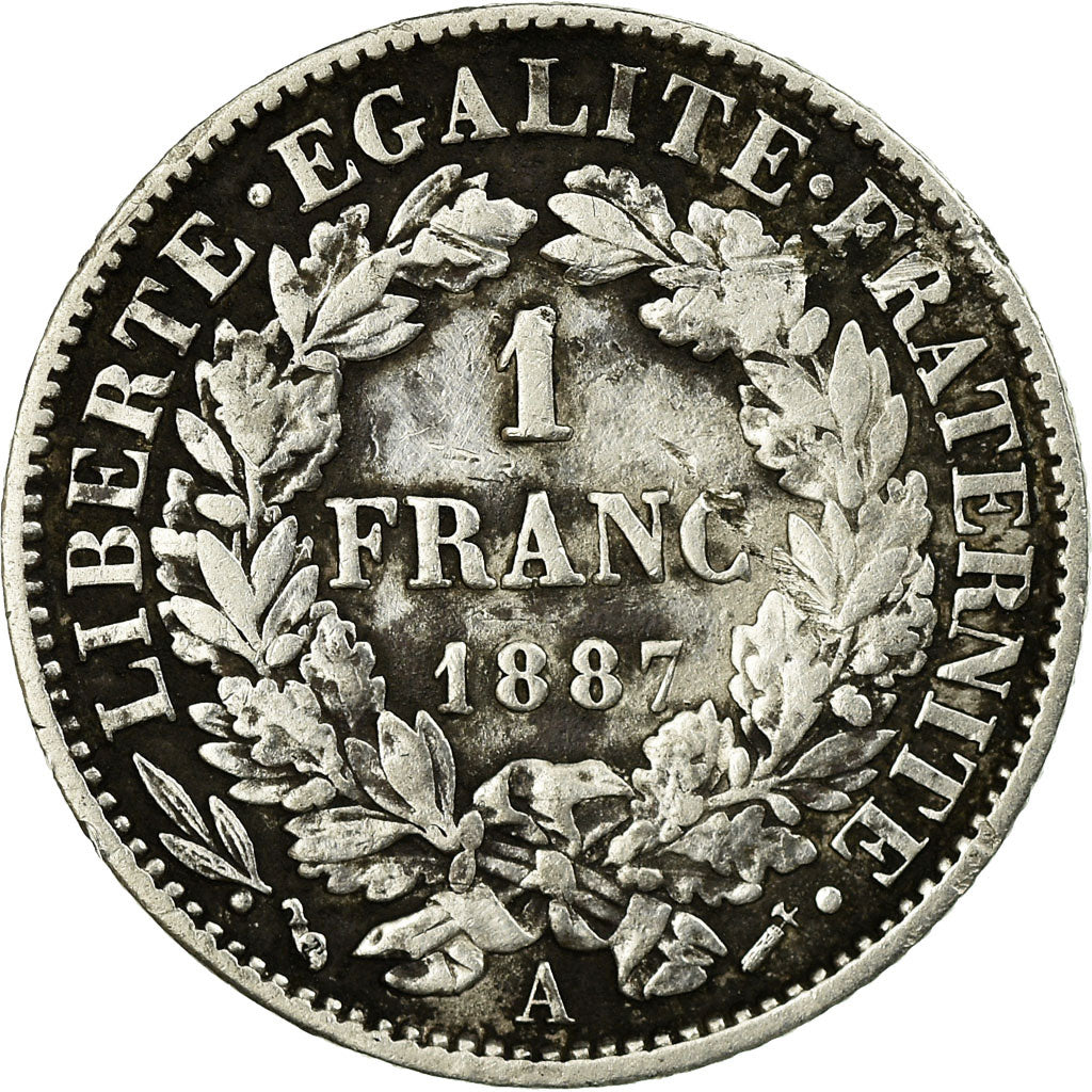 Coin, France, Cérès, Franc, 1887, Paris, EF(40-45), Silver, KM:822.1
