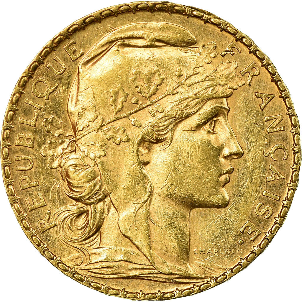 Moeda, França, Marianne, 20 Francs, 1902, Paris, AU(50-53), Dourado, KM:847