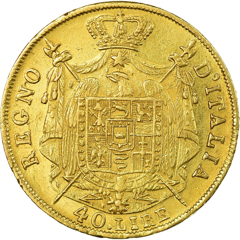 Moneda, Estados italianos, Napoleon I, 40 Lire, 1812, Milan, Oro, KM 12