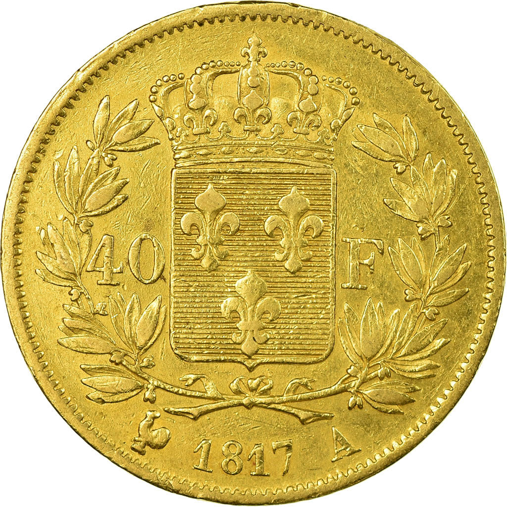 Moeda, França, Louis XVIII, 40 Francs, 1817, Paris, EF(40-45), Gold, KM 713.1