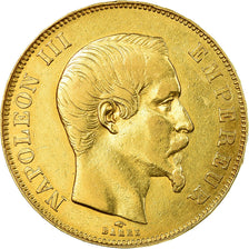 Moeda, França, Napoleon III, 50 Francs, 1858, Paris, EF(40-45), Gold, KM 785.1