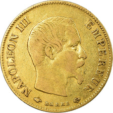 Moneda, Francia, Napoleon III, 10 Francs, 1858, Paris, BC+, Oro, KM 1014