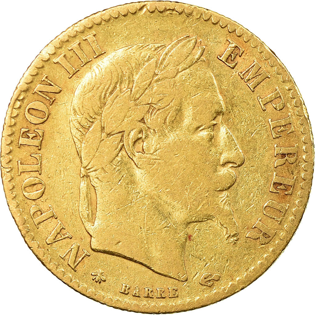 Moneta, Francja, Napoleon III, 10 Francs, 1864, Paris, VF(30-35), Gold, KM 800.1