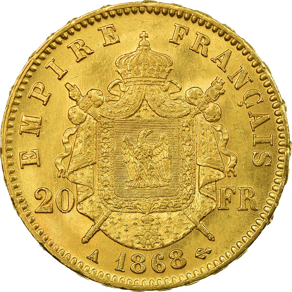 Moneta, Francia, Napoleon III, 20 Francs, 1868, Paris, BB+, Oro, KM 801.1