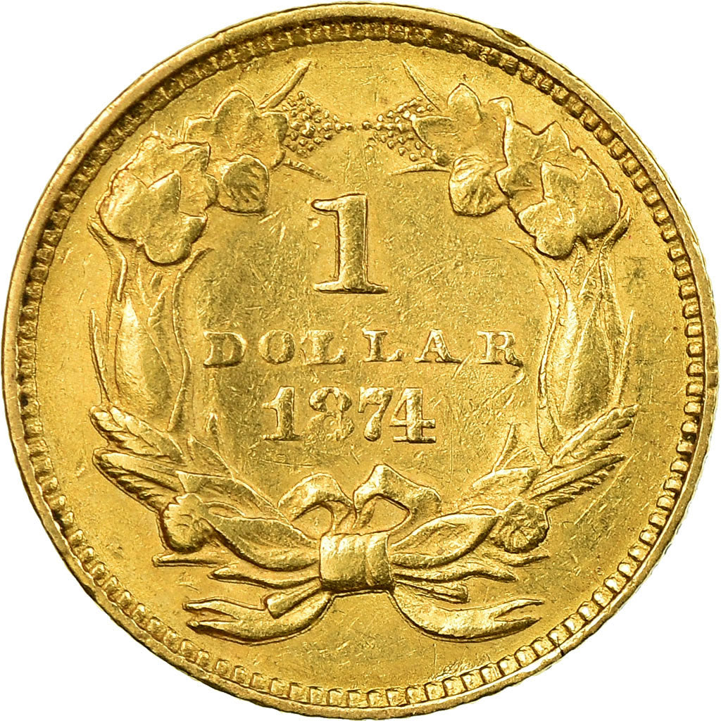 Coin, United States, Indian Head - Type 3, Dollar, 1874, Philadelphia, AU(50-53)