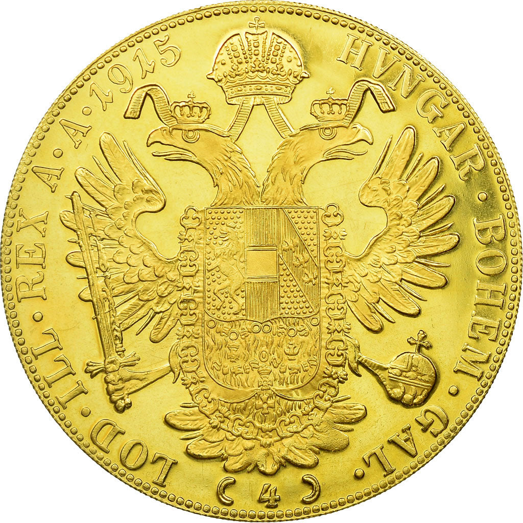 Coin, Austria, Franz Joseph I, 4 Ducat, 1915, Restrike, MS(63), Gold, KM:2276