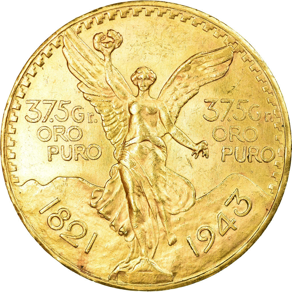 Munten, Mexico, 50 Pesos, 1943, Mexico City, ZF+, Goud, KM:482