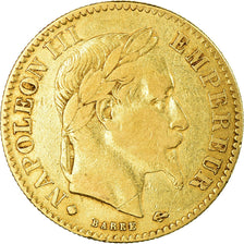 Moneda, Francia, Napoleon III, 10 Francs, 1863, Strasbourg, Oro, BC+