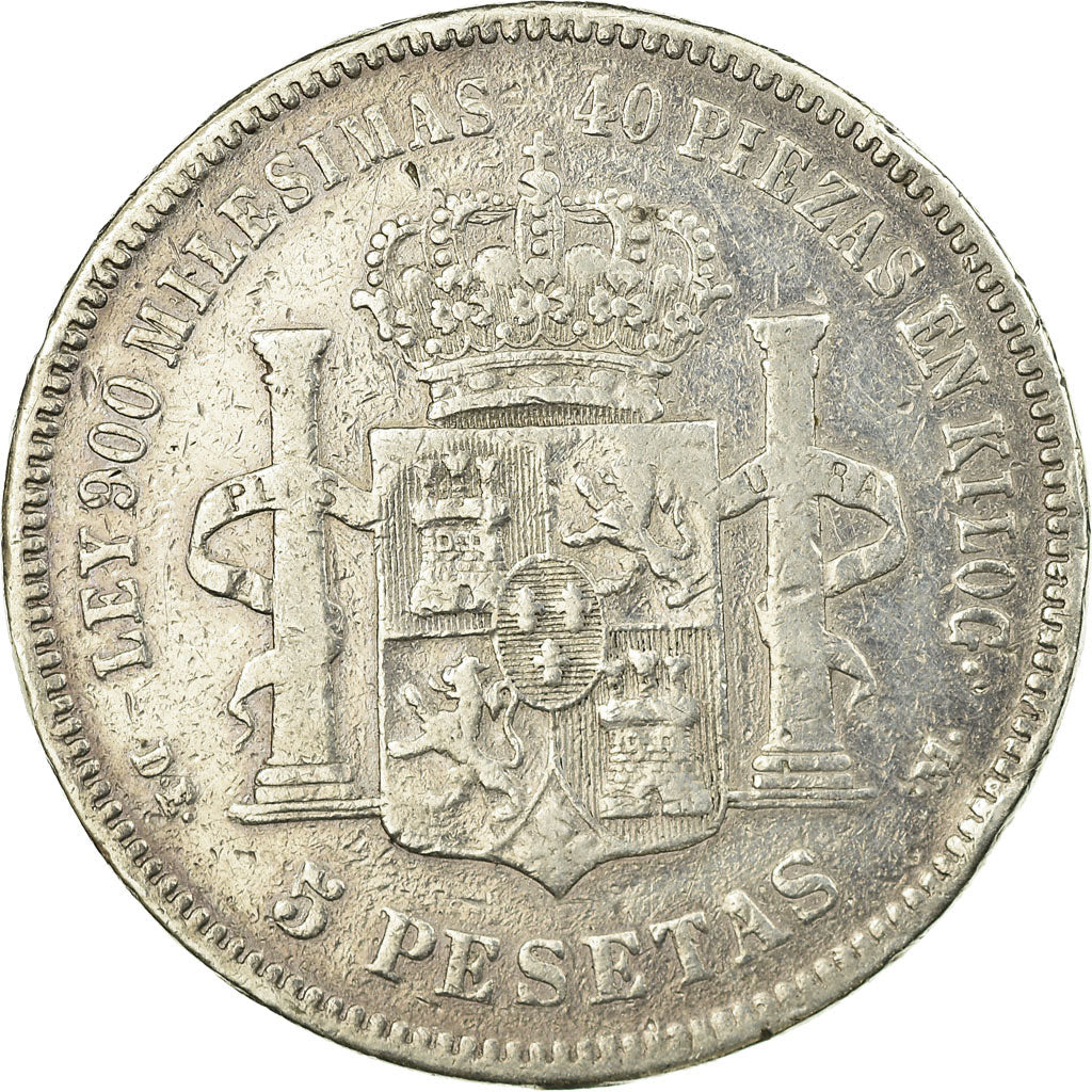 Coin, Spain, Alfonso XII, 5 Pesetas, 1876, Madrid, VF(30-35), Silver, KM:671