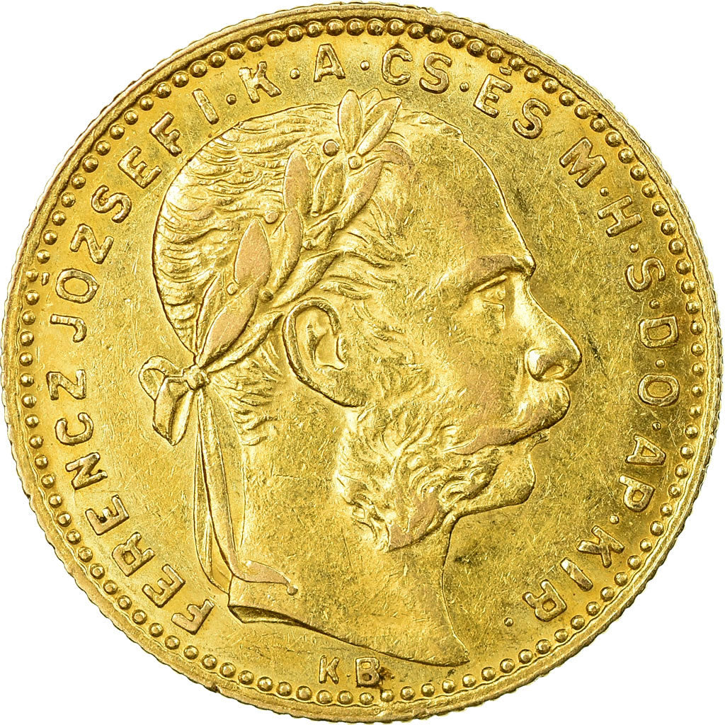 Moneda, Hungría, Franz Joseph I, 8 Forint 20 Francs, 1886, Kormoczbanya, MBC+