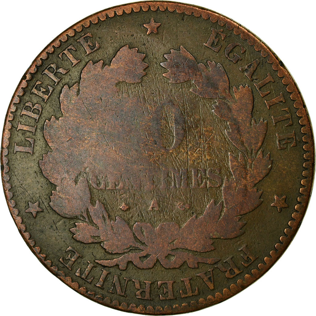 Munten, Frankrijk, Cérès, 10 Centimes, 1876, Paris, ZG, Bronze, KM:815.1