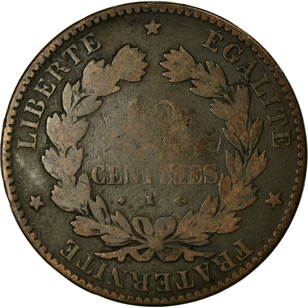 Munten, Frankrijk, Cérès, 10 Centimes, 1876, Bordeaux, ZG+, Bronze, KM:815.2