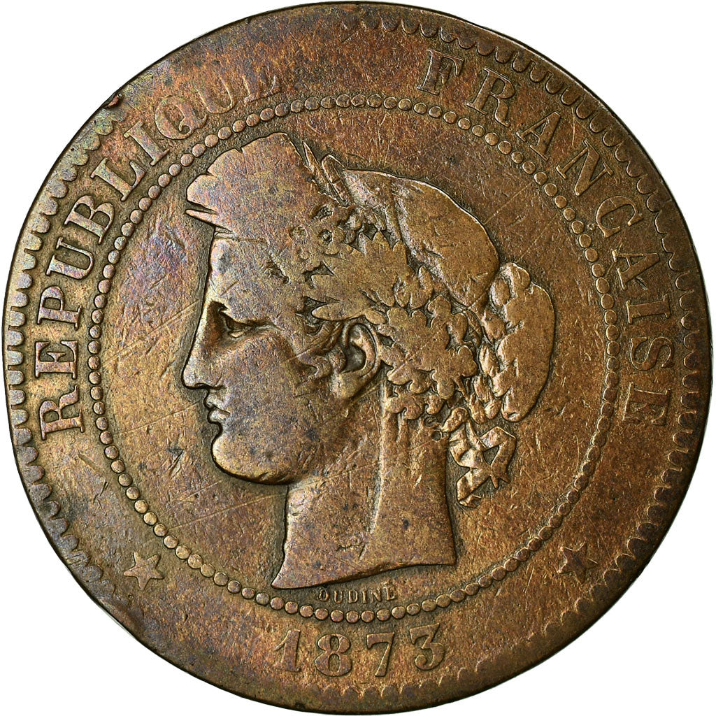 Coin, France, Cérès, 10 Centimes, 1873, Paris, VF(20-25), Bronze, KM:815.1