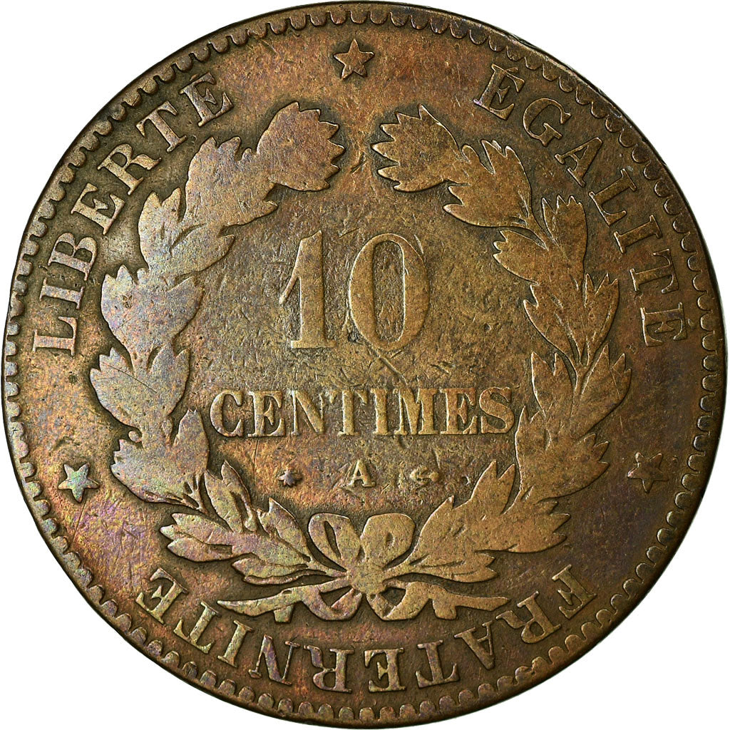 Coin, France, Cérès, 10 Centimes, 1873, Paris, VF(20-25), Bronze, KM:815.1