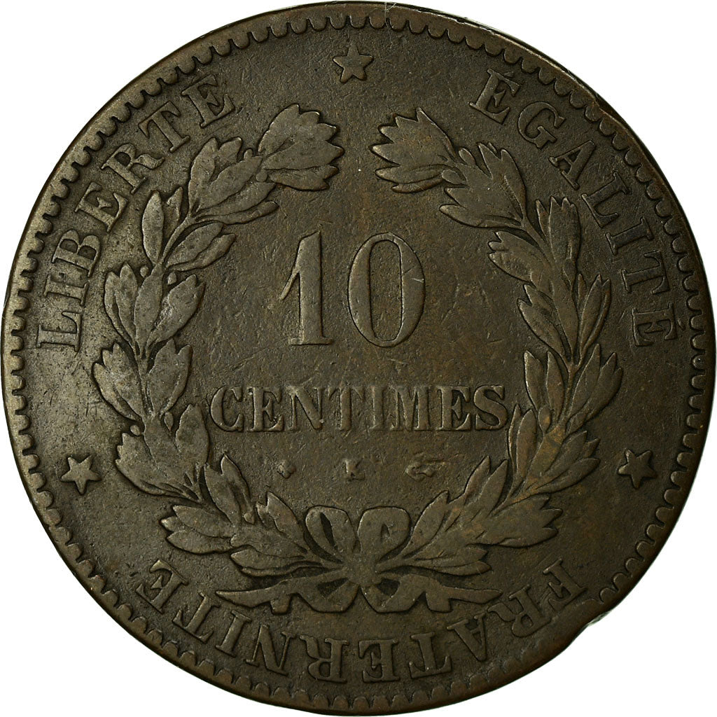 Coin, France, Cérès, 10 Centimes, 1874, Bordeaux, VF(30-35), Bronze, KM:815.2