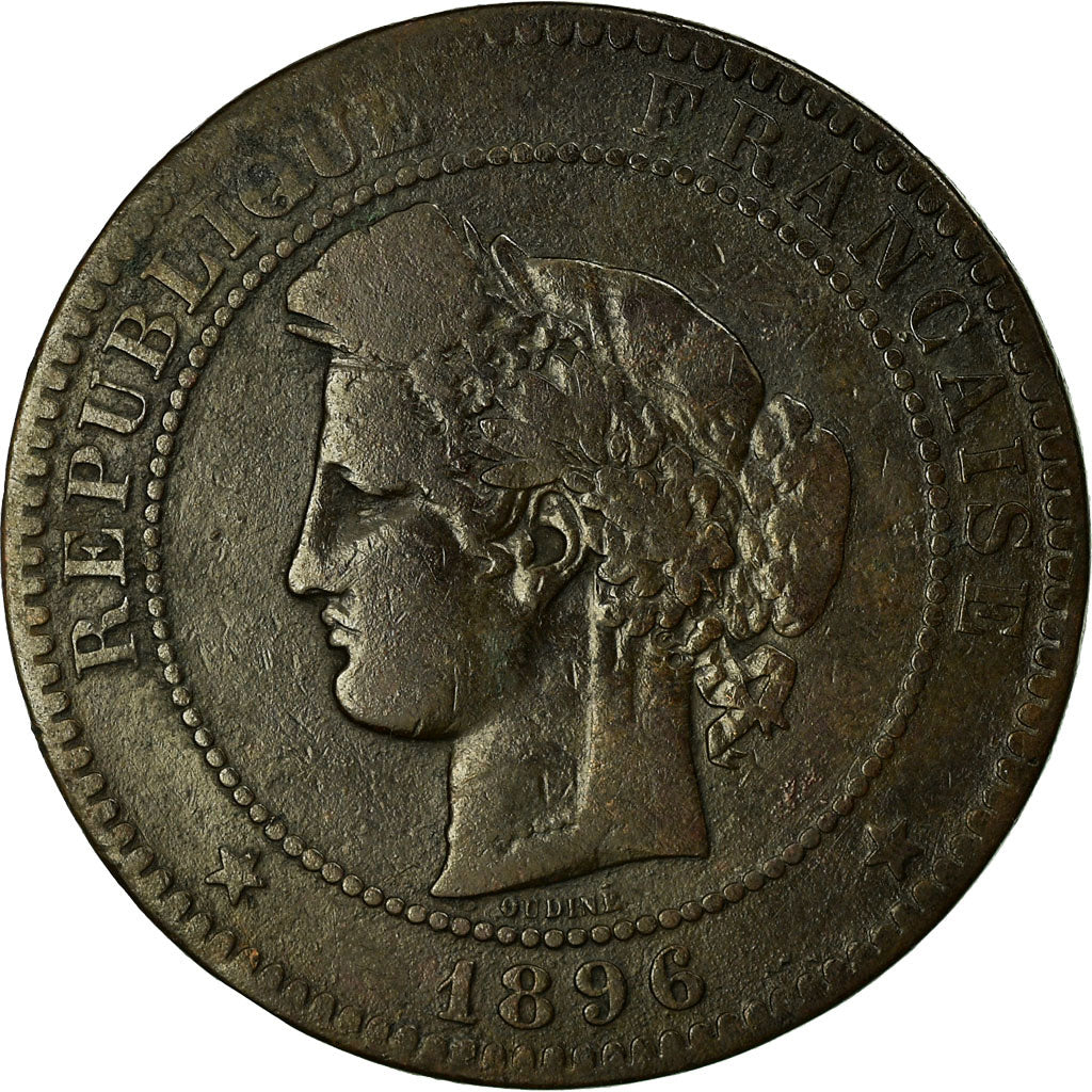 Moneta, Francia, Cérès, 10 Centimes, 1896, Paris, MB+, Bronzo, KM:815.1