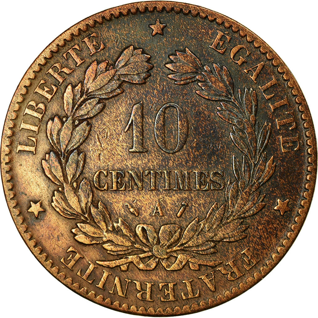 Moneta, Francja, Cérès, 10 Centimes, 1887, Paris, EF(40-45), Bronze, KM:815.1
