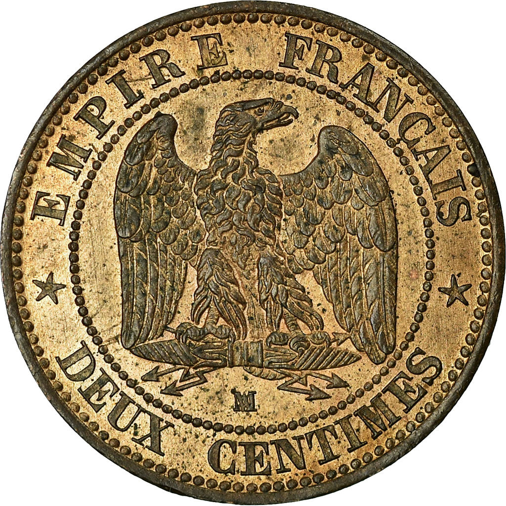 Moeda, França, Napoleon III, 2 Centimes, 1854, Marseille, AU(55-58)