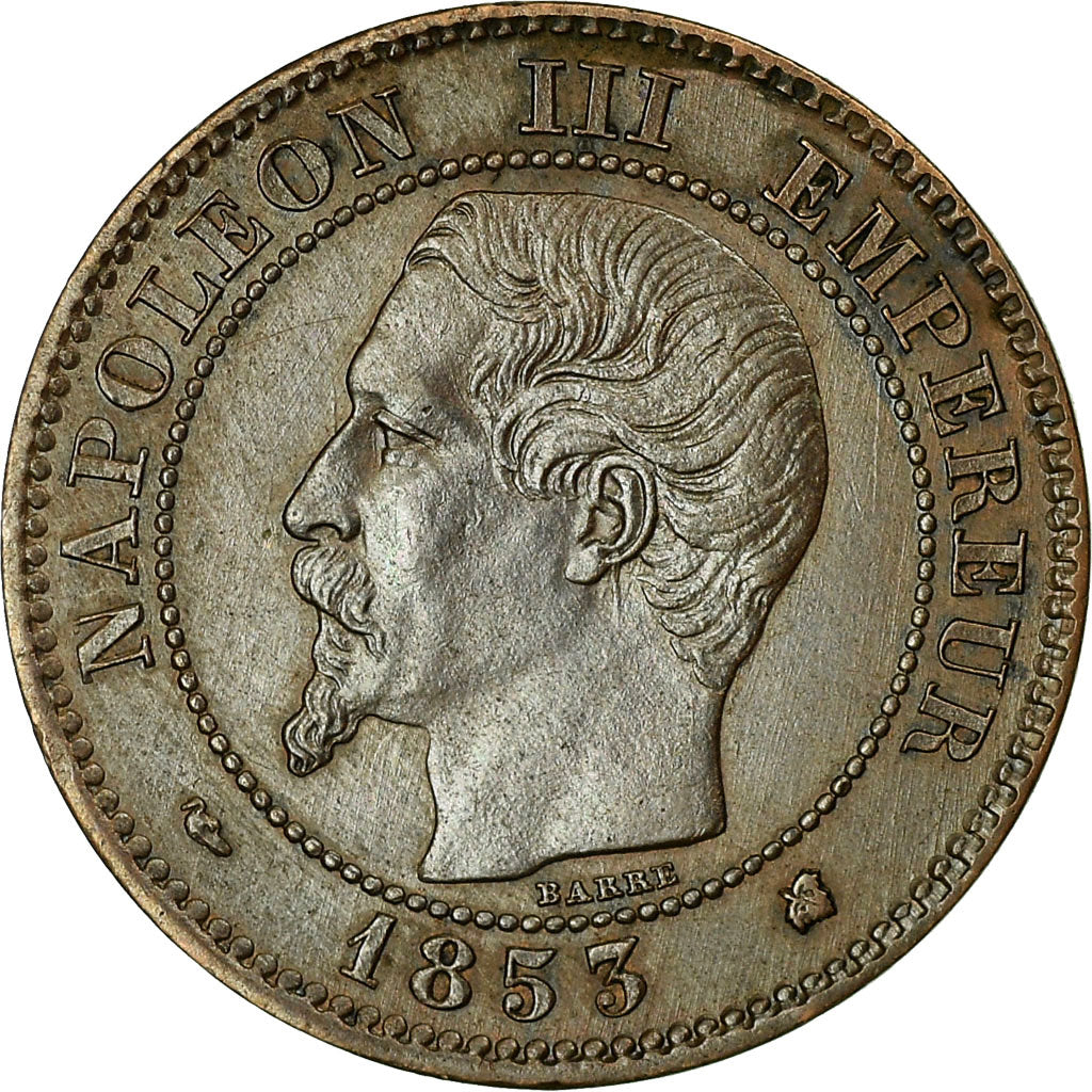 Coin, France, Napoleon III, 2 Centimes, 1853, Bordeaux, EF'40-45), KM 776.5