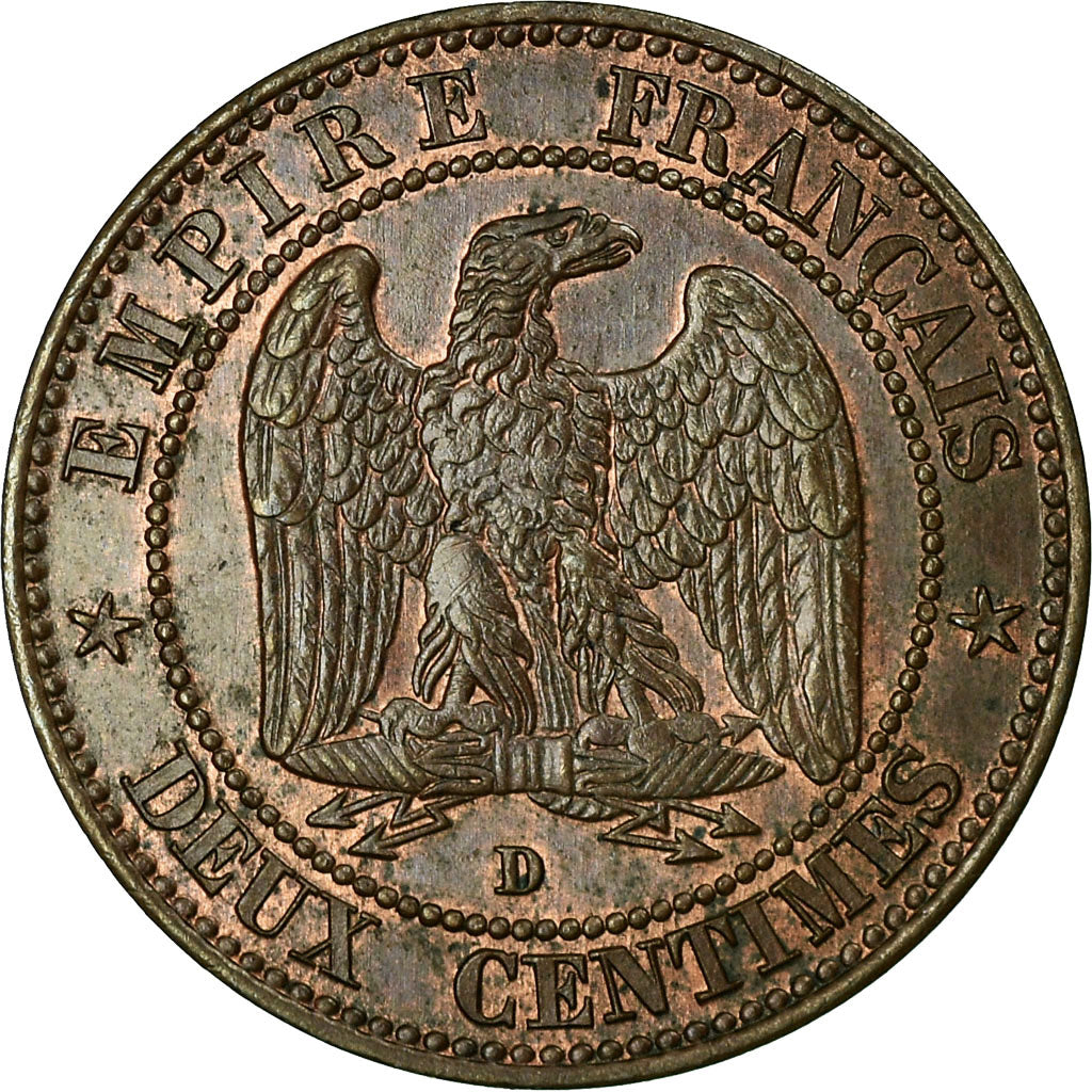 Coin, France, Napoleon III, 2 Centimes, 1854, Lyon, EF(40-45), KM 776.4