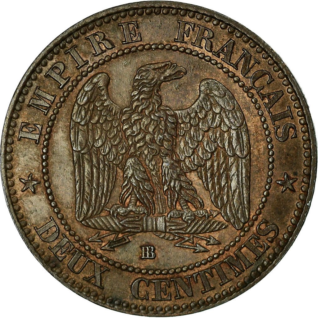 Monnaie, France, Napoleon III, 2 Centimes, 1855, Strasbourg, TTB+, Gadooury 103