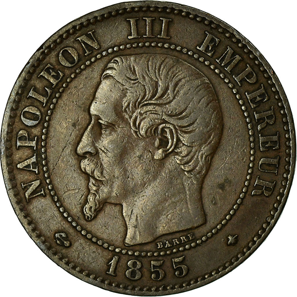 Münze, Frankreich, Napoleon III, 2 Centimes, 1855, Strasbourg, S+