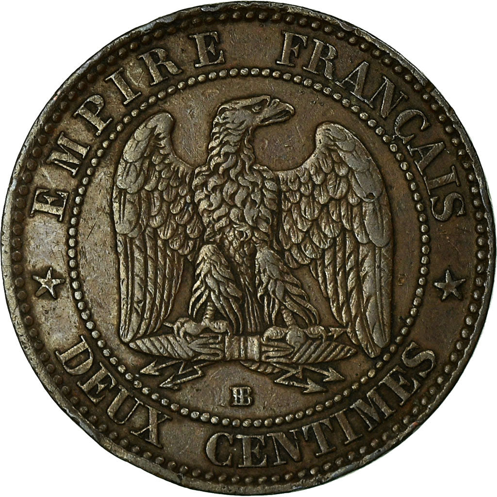 Münze, Frankreich, Napoleon III, 2 Centimes, 1855, Strasbourg, S+