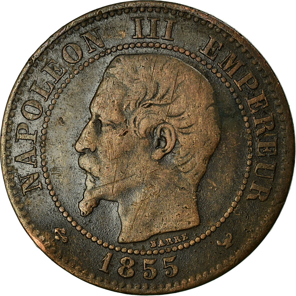 Coin, France, Napoleon III, 2 Centimes, 1855, Lille, VF(20-25), KM 776.7