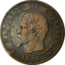 Coin, France, Napoleon III, 2 Centimes, 1855, Lille, VF(20-25), KM 776.7