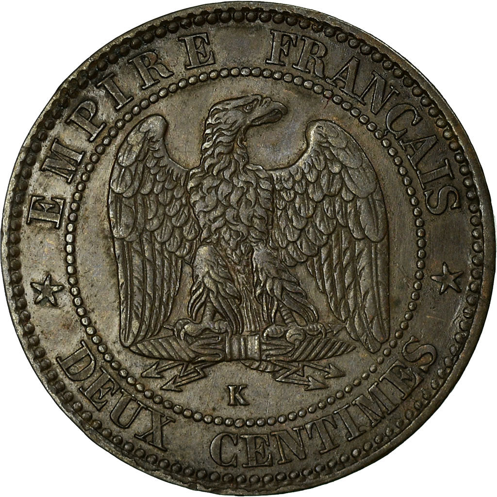 Coin, France, Napoleon III, 2 Centimes, 1855, Bordeaux, EF(40-45), KM 776.5